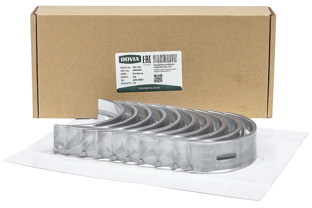 Вкладыш коленвала коренной нижний стандарт КАМАЗ дв. Cummins 6CT, ISC, L 3944153, 3901590 (BOVIA) — фото 2